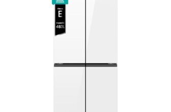 Hisense RQ5P470SETE, Frigorifero Americano Quattro Porte, Classe E, Finitura bianca in vetro, Total No Frost, WiFi, Metal cooling, Zona convertibile, Dispenser Acqua, Motore Inverter
