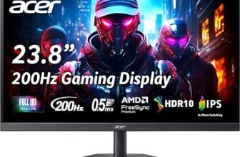 acer Nitro KG242YX1bmiipx Monitor Gaming 23.8″, Display FHD IPS 200 Hz, 0,5 ms, FreeSync Premium, Luminosità 250 nits, HDMI 2.0, DP 1.2, Speaker Integrati, Cavo HDMI Incluso, Nero