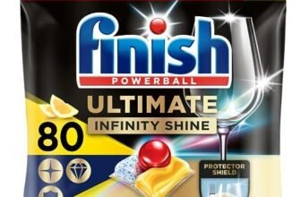 Finish Ultimate Infinity Shine Pastiglie Lavastoviglie, 80 Capsule Lavastoviglie al Limone, Pastiglie per Lavastoviglie contro lo Sporco e i Residui Incrostati