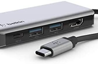 Belkin Adattatore multiporta 4 in 1 USB-C (HDMI 4K, ricarica passante USB-C PD da 100 W e 2 porte USB-A, per MacBook Pro, MacBook Air, iPad Pro, XPS e altri)