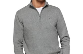 Polo Club Maglione Grigio Uomo con Mezza Cerniera – Logo Ricamato – Maglioni 100% Cotone