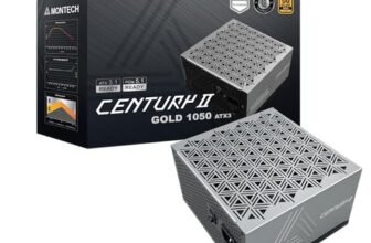 MONTECH CENTURY II – Alimentatore da gioco ATX di fascia alta da 1050 W, 80 Plus Gold & Cybenetics Platinum, completamente modulare, ATX 3.1 e PCIe 5.1, con cavo 12 V-2 x 6