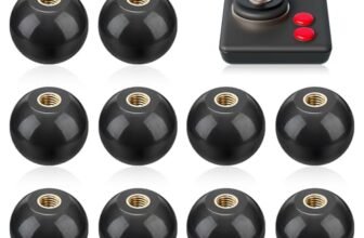 LALAGO M10 Palla Knob, 10 Pcs M10*35mm Pomello Sferico con Filettatura, Manico a Palla, Pomello Sferico in Bakelite per Sostituzione Macchine Utensili, Pomelli Neri con Dado in Rame Integrato
