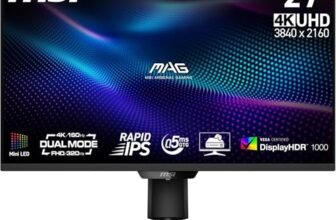MSI MAG 274UPDF E16M Monitor Gaming 27″ 4K UHD, pannello Rapid IPS 3840 x 2160, tempo di risposta 0,5 ms, DisplayHDR 1000, Mini-LED, Dual-Mode, HDMI 2.1, DP 1.4a, USB-C (15W PD)