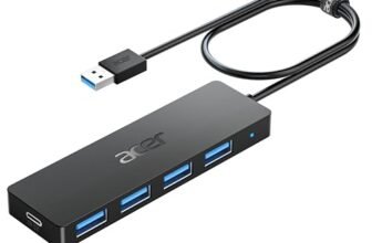 acer Hub USB 3.0 con 5 porte, Sdoppiatore Multi USB 3.0 Adattatore USB Alta velocità 5Gbps, Compatibile con MacBook PRO Air iMac Surface Laptop Chiave USB Disco Rigido Tastiera(60cm)