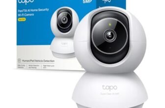 Tapo C230 3K 5MP Telecamera Wi-Fi Interno, Video Sorveglianza, Visione Notturna Avanzata, Rilevamento e Notifiche Intelligenti,Allarme acustico e luminoso integrato, Compatibile con Google e Alexa