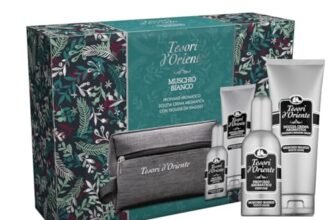 Tesori d’Oriente, Muschio Bianco Set Regalo Uomo, Include Profumo Aromatico 100 ml, Doccia Crema 250 ml, e Trousse da Viaggio, Fragranze con Note Ambrate e Armoniose che Durano a Lungo