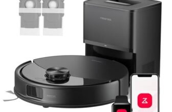 roborock Q10 S5+ Set Robot Aspirapolvere con Stazione, 10.000Pa, Panno Sollevabile, Pulizia VibraRise 2.0(3000 volte/min), Anti-groviglio, Evitamento degli Ostacoli, Strategie dei Tappeti, APP, Nero