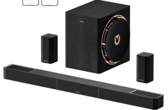 ULTIMEA Skywave X60 a 7.1.4 Canali Soundbar, Combo Audio Surround TV Wireless Professionale con Dolby Atmos, Soundbar da 840 W, Subwoofer da 8 Pollici, Amplificazione GaN e Pass-Through HDR 4K.