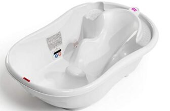 OKBABY Onda Evolution – Vaschetta dal Design Ergonomico con Seduta Antiscivolo per il Bagnetto del Neonato 0-12 Mesi – Bianco