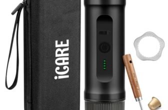 ICARE Macchina Caffe Portatile, 2 in 1 per Capsule NS e Caffè Macinato, Autoriscaldante, USB-C, Indicatore Batteria, Caffettiera Portatile da Viaggio, Campeggio, Escursionismo, Camper (Nero)