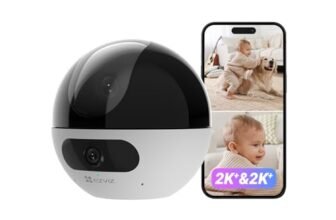 EZVIZ C7 Telecamera Wi-Fi Interno 4MP con Doppia Lente, Videocamera Sorveglianza Interno a 360°, Rilevamento di Persone/Animali, Audio Bidirezionale, Visione Notturna, Modalità Pattugliamento/Privacy