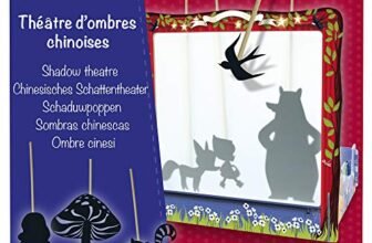 Avenue Mandarine KC036C – Scatola creativa teatro delle ombre cinesi che comprende un teatro da assemblare 25x18x26 cm, 28 personaggi, 28 bastoncini e un LED (pile non incluse) + Istruzioni
