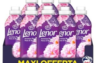 Lenor Ammorbidente Lavatrice Concentrato 216 Lavaggi (27×8), Ametista Rosa E Note Di Muschio, Freschezza Che Dura 3 Volte Più A Lungo Con Tecnologia Olii Profumati