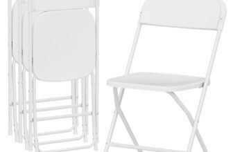 HOMCOM Set di 4 Sedie Pieghevoli in PP con Fori di Drenaggio, Sedie Richiudibili Salvaspazio Portatili in Acciaio, Sedia Pieghevole da Interno per Casa, Ufficio, Cucina, Eventi, 45x49x79.5 cm, Bianco