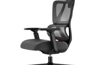 ProtoArc EC100 Sedia da Ufficio Ergonomica – Sedia da Scrivania con Cuscino a Molla da 10 cm, Supporto Lombare, Braccioli e Poggiatesta Regolabili, Sedia Girevole in Rete per Casa e Ufficio, Nera