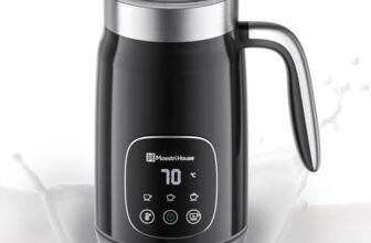 Maestri House Montalatte Elettrico 4-in-1 14,1OZ/400ML Montalatte Controllo Smart-Touch Creatore di Schiuma, Funzione di Memoria per Latte, Cappuccino, Latte Caldo, Cioccolata Calda, DualFro 400