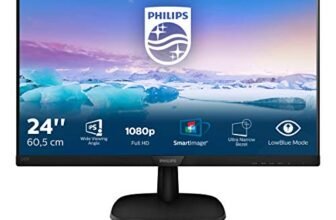 Philips 243V7QJABF Monitor 24″ LED IPS FHD, 4 ms, 3 Side Frameless, Low Blue, Flicker Free, HDMI, Display Port, VGA, Casse Integrate, Attacco VESA, Nero