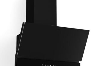 Klarstein Velaire Cappa Cucina 60cm – Cappa Inclinata, 820 m³/h, Touch, LED, A++, 3 Velocità + Boost, Filtro Carbone & Alluminio, Silenziosa, Design Minimal, Installazione a Parete, Nero