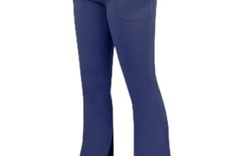 Glacspyg Ragazze Leggings con Tasche Pantaloni Svasati V Vita Leggings Svasati Pantaloni Sportivi Svasati Pantaloni Yoga Svasati Blu Navy XXS