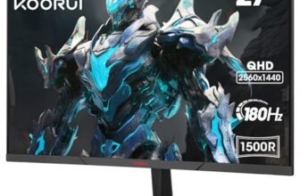 KOORUI Monitor Gaming 27 Pollici, Curvo 1500R 2560X1440 (QHD), 180HZ 1ms Mornitor, DCI-P3 90%, Pannello ultra Sottile, Inclinazione Regolabile, Supporta HDMI/DP