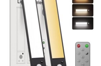 Tnight 2 Pack Led Sottopensile Cucina Senza Fili,Dimmerabile Magnetica Ricaricabile Luce Armadio Led con Sensore&Telecomando,Lampada per Cucina Scale Soggiorno Bagno Camere da Letto-20cm