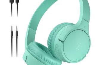 Belkin SoundForm – Mini cuffie wireless per bambini, con microfono integrato, 30 ore di riproduzione e divertenti adesivi, cuffie over-ear per apprendimento online, scuola, viaggi, iPhone, iPad,