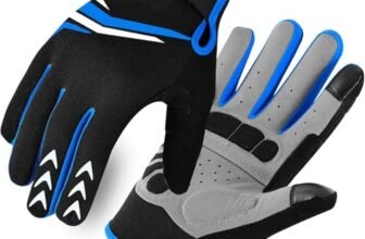 BEAST RAGE Guanti da ciclismo a dita intere, con imbottitura, per uomo e donna, antiscivolo, ammortizzanti, traspiranti, touchscreen, per BMX, MTB, corsa su strada, bicicletta, arrampicata (Blu, M)