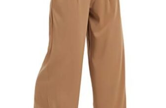 Tronjori, Pantaloni lunghi da donna a palazzo, a vita alta, casual, a gamba larga, taglia regular, Cammello, XX-Large