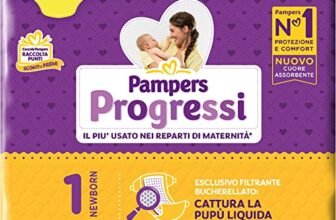 Pampers Progressi Newborn, Taglia 1 (2-5 kg), Formato Scorta, Indicatore di Bagnato, Protezione Pelli Delicate Prima Infanzia, Linguette Rinforzate, Anti-Fuoriuscite, 168 Pannolini Neonato