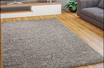 Paco Home Tappeto Salotto Moderno Soggiorno Pelo Lungo Peloso Monocolore Moderno Tappeto Morbido, Dimensione:160×220 cm, Colore:Grigio