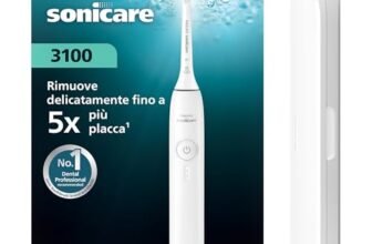 Spazzolino elettrico Philips Sonicare Serie 3000 – Spazzolino sonico con sensore di pressione, 3 intensità, EasyStart, SmarTimer, autonomia 14 giorni, custodia, bianco, HX4033/21, [Nuovo]