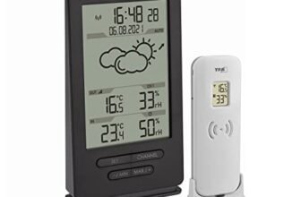 TFA Dostmann stazione meteo con sensore esterno, wireless, 35.1162.10, con previsioni del tempo, digitale, temperatura e umidità, orologio radiocontrollato, grigio
