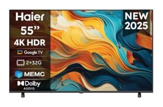 Haier LED 4K UHD H55K85FUX 55″ Smart TV, Google TV, Dolby Audio, HDR 10, Telecomando Smart, Google Assistant, Bluetooth 5.1, DBX TV, HDMI 2.1 x 4 [2025]