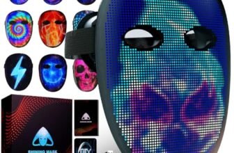megoo Maschera led con bluetooth app programmazione,Maschera luminosa digitale elettronica a led,per halloween costume partito festa mascherata cosplay dj rave,cool led Maschera per adulti/bambini