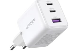 UGREEN Zapix Caricatore USB C 30W Alimentatore iPhone a 3 porte (2C+1A) GaN II Caricabatteria Carica Rapida PD Compatibile con iphone 17 Pro Max Air 16 15 Galaxy S25 S24 Google Pixel 10 9 8 (Bianco)