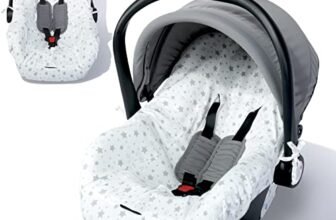 Orzbow Copri Ovetto Neonato Universale, Traspirante Copri Seggiolino Auto Universale, Cotone Fodera Estiva Ovetto, Lavabile in Lavatrice, Morbido e Confortevole, Elasticizzato (Stelle Bianche)