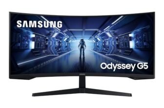 Samsung Monitor Gaming Odyssey G5 (C34G55), Curvo (1000R), 34″, 3440×1440 (Ultra WQHD), 21:9, HDR10, VA, 165 Hz, 1 ms, FreeSync Premium, HDMI, Display Port, PBP, Flicker Free