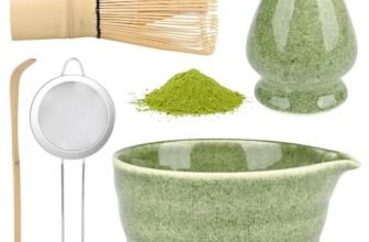 5 Pezzi Matcha Kit, set da tè Matcha, elegante set di Frusta Matcha, Ciotola Matcha, Supporto Chasen, Cucchiaio di Matcha, Setaccio Di Matcha, per La Casa, l’Ufficio e la Sala da Tè (D)