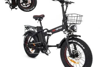 Woozis Bici Elettrica Uomo, Bicicletta Elettrica, Ebike, 20″ x 4.0 Fat Tire, Compatibile con batterie rimovibili Samsung da 10 Ah, Freni Idraulici， Cambio a 7 Marce (Nero, Ampere/ore, 20)