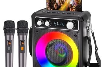 BONAOK Karaoke Machine, Sistema Karaoke Bluetooth con 2 Microfoni, Macchina Ricaricabile per il Karaoke Party, Music Box con Effetto Luci, Supporto TF USB per Home Party