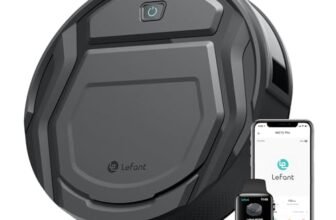 Lefant M210P Robot Aspirapolvere, 2200Pa Potenza, Potenziamento Tappeto, Ultrasottile 7,8cm, Autonomia 120 Minuti, per Tappeti, Ultrasottile 7,8 cm, Ideale per Peli Animali e Pavimenti Duri, Grigio