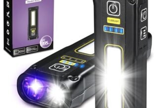 DARKBEAM Torcia UV 395nm Blacklight, LED EDC Torce ad alto lumen USB C ricaricabile Woods Lamp, Mini tasca magnetica luminosa COB luce rossa – Alimentazione di emergenza – Rilevatore di urina – Resina
