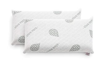 Textilhome Set 2 Cuscini Memory Foam Cervicale 60 cm – Cuscini per Letto e per Dormire, Tessuto in Aloe Vera, Nucleo in Visco Puro 100% – Rivestimento con Cerniera, Termoregolato e Adattivo