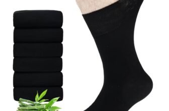 LOFIR Calzini Diabetici Uomo e Donna: Calze Sanitarie in Bambù Senza Cuciture Senza Elastico Morbido per Piedi Gonfi e Anziani 6 Paia Taglia 43-46 Nero