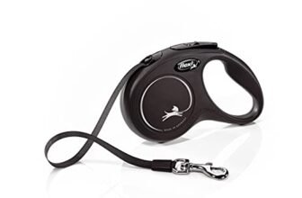 Croci Flexi New Classic Tape – Guinzaglio per cani allungabile riflettente, taglia S fino a 15 kg, lunghezza 5 Metri, Nero