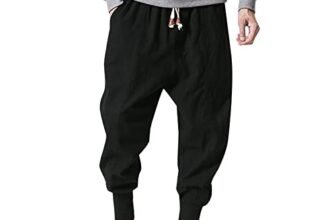 Generico Pantaloni Baggy da Uomo in Stile Harem Giapponese Kirakuco Pantaloni Cotone e Lino Pantaloni Casual Lunghi Cavallo Basso Hip-Hop Joggers Pantalaccio Calzoncini Streetwear