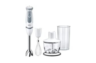 Braun MultiQuick5 Vario MQ5235WH MINIPIMER CON 5 ANNI DI ASSISTENZA, Frullatore, 21 velocità, Dotato di tritatutto da 500ml, frusta e Bicchiere da 600ml, Potenza 1000W, 3 accessori, bianco/grigio