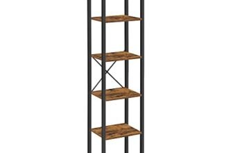 VASAGLE Scaffale a 6 Ripiani, Libreria per Ufficio, Studio, Soggiorno, Camera da Letto, 30 x 40 x 186 cm, Stile Industriale, Marrone Vintage e Nero Inchiostro LLS101B01
