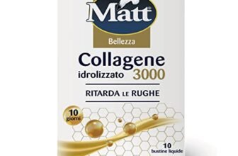 Matt – Integratore Collagene Idrolizzato 3000 – Ritarda le Rughe, Arricchito con Rame e zinco – 10 Bustine Liquide (100 ml)